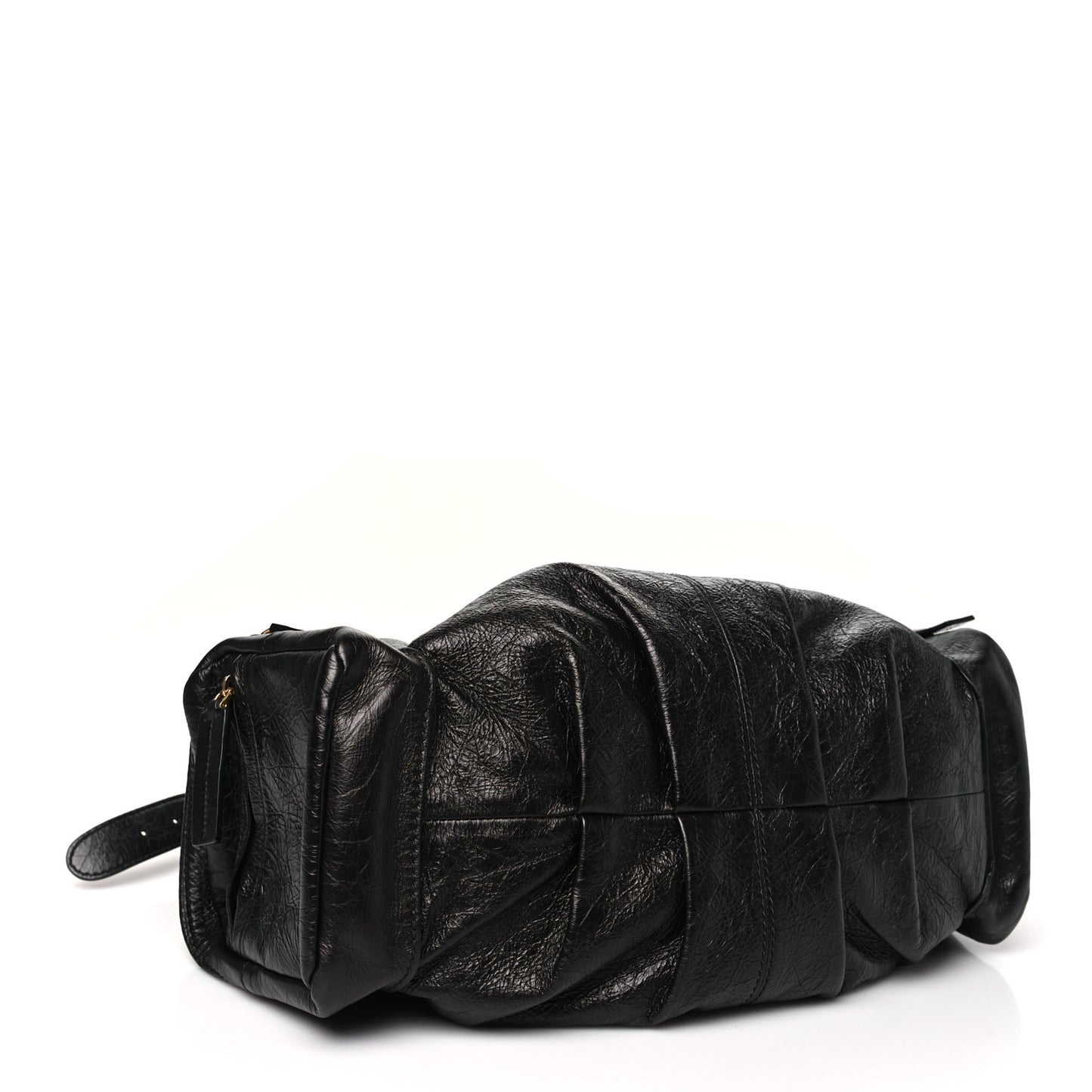 Crinkled Calfskin Large Grand Tour Multipocket Bag Black