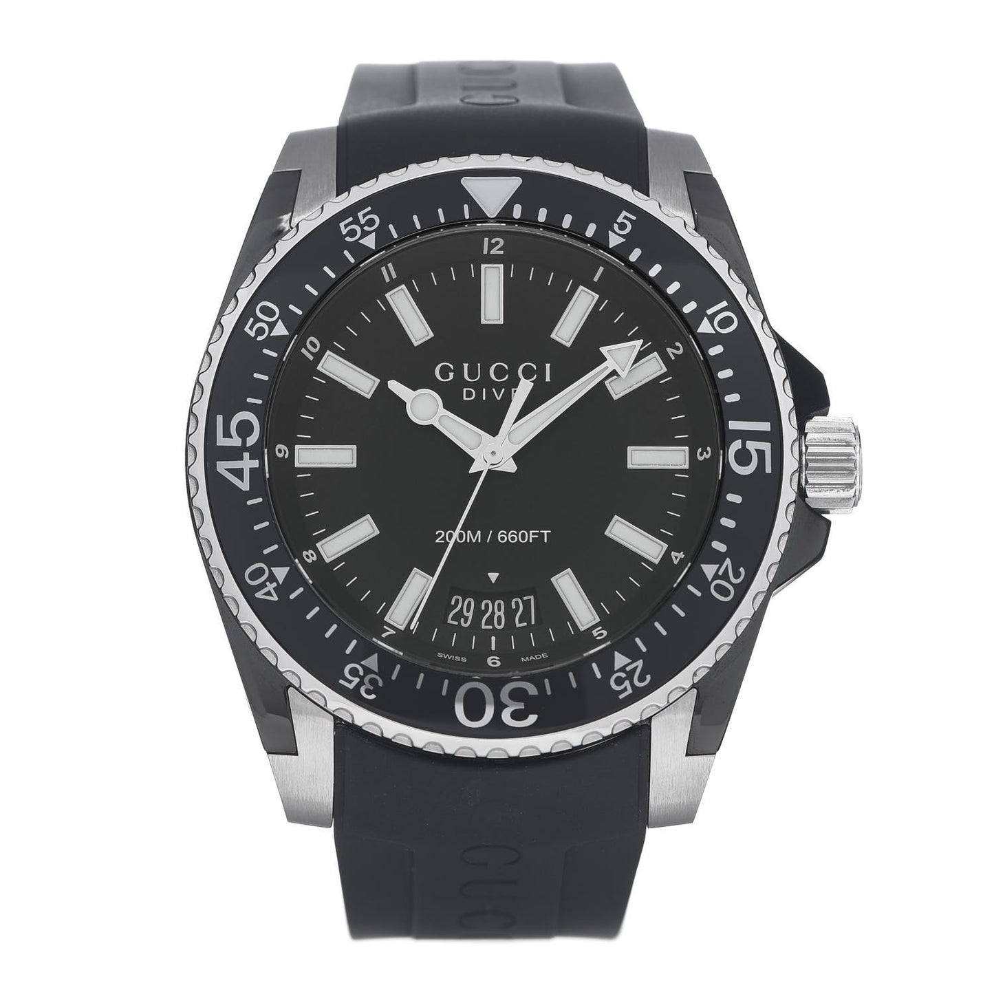 Stainless Steel Rubber 45mm Dive Quartz Watch Black