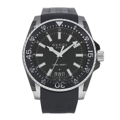 Gucci Stainless Steel Rubber 45mm Dive Quartz Watch Black 1 of 5