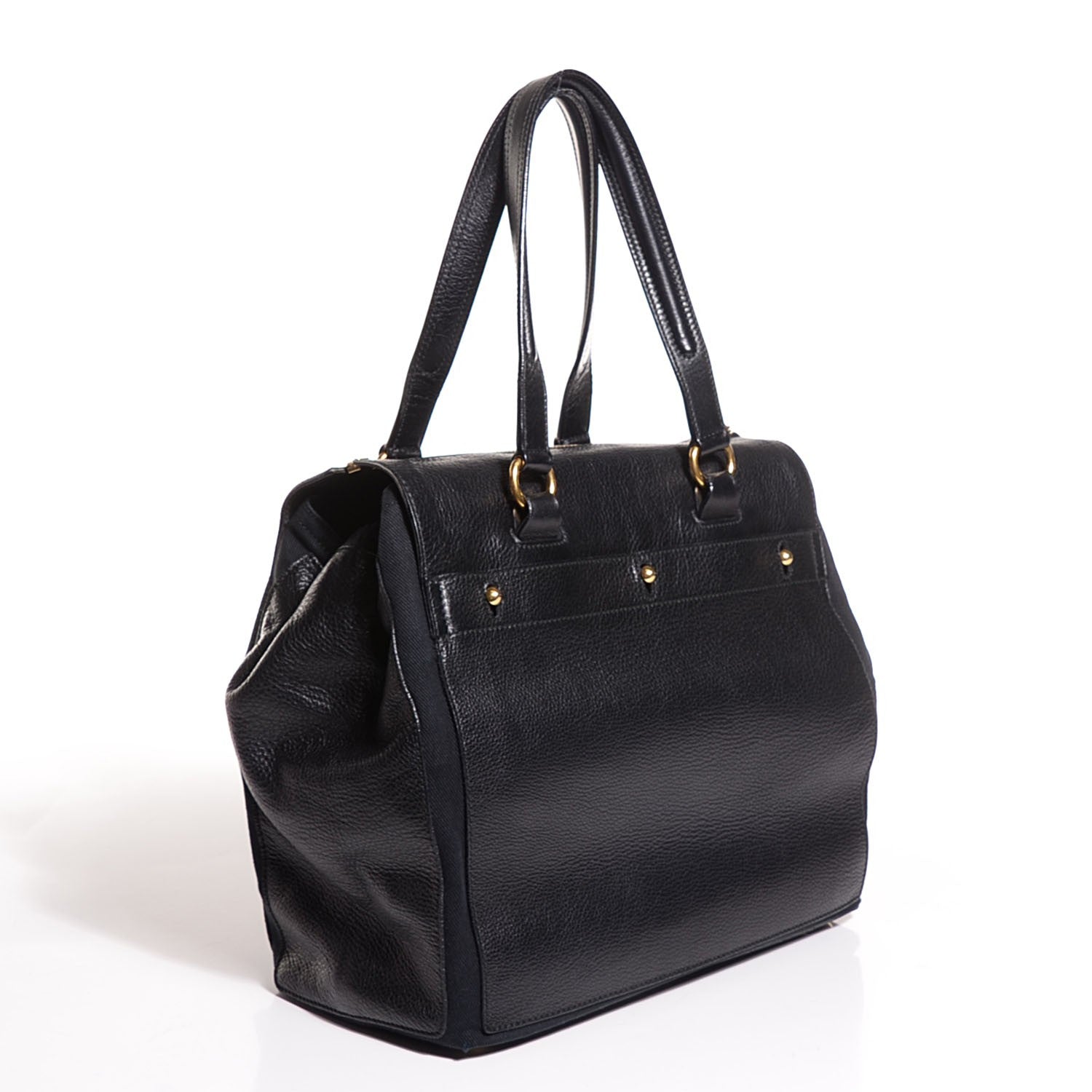 Saint Laurent Calfskin Medium Travel Muse Two Tote Black 3 of 9