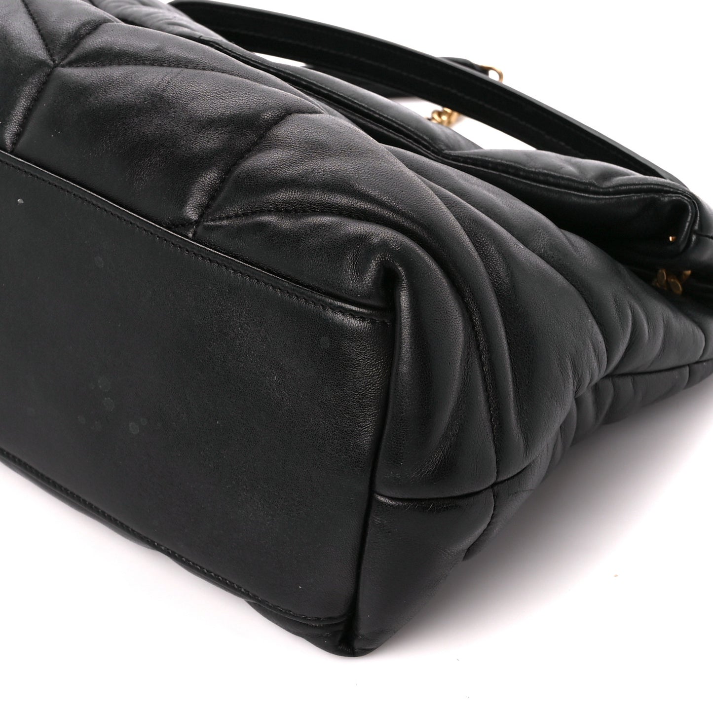 Lambskin Quilted Medium Loulou Puffer Monogram Chain Satchel Black