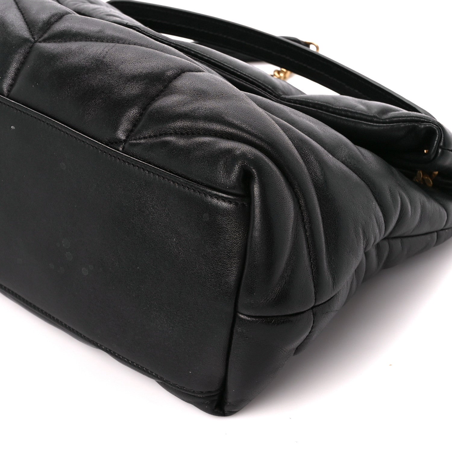 Saint Laurent Lambskin Quilted Medium Loulou Puffer Monogram Chain Satchel Black 11 of 12