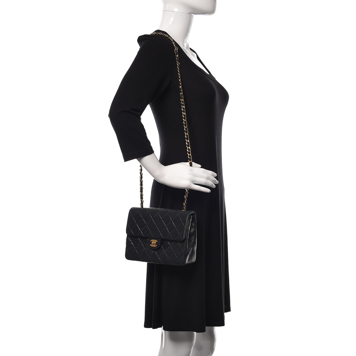 Lambskin Quilted Mini Square Flap Black