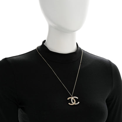 Chanel Baguette Crystal Quilted CC Pendant Necklace Gold 2 of 6