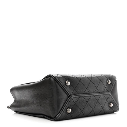 Chanel Calfskin Stitched Hamptons Tote Black 4 of 17