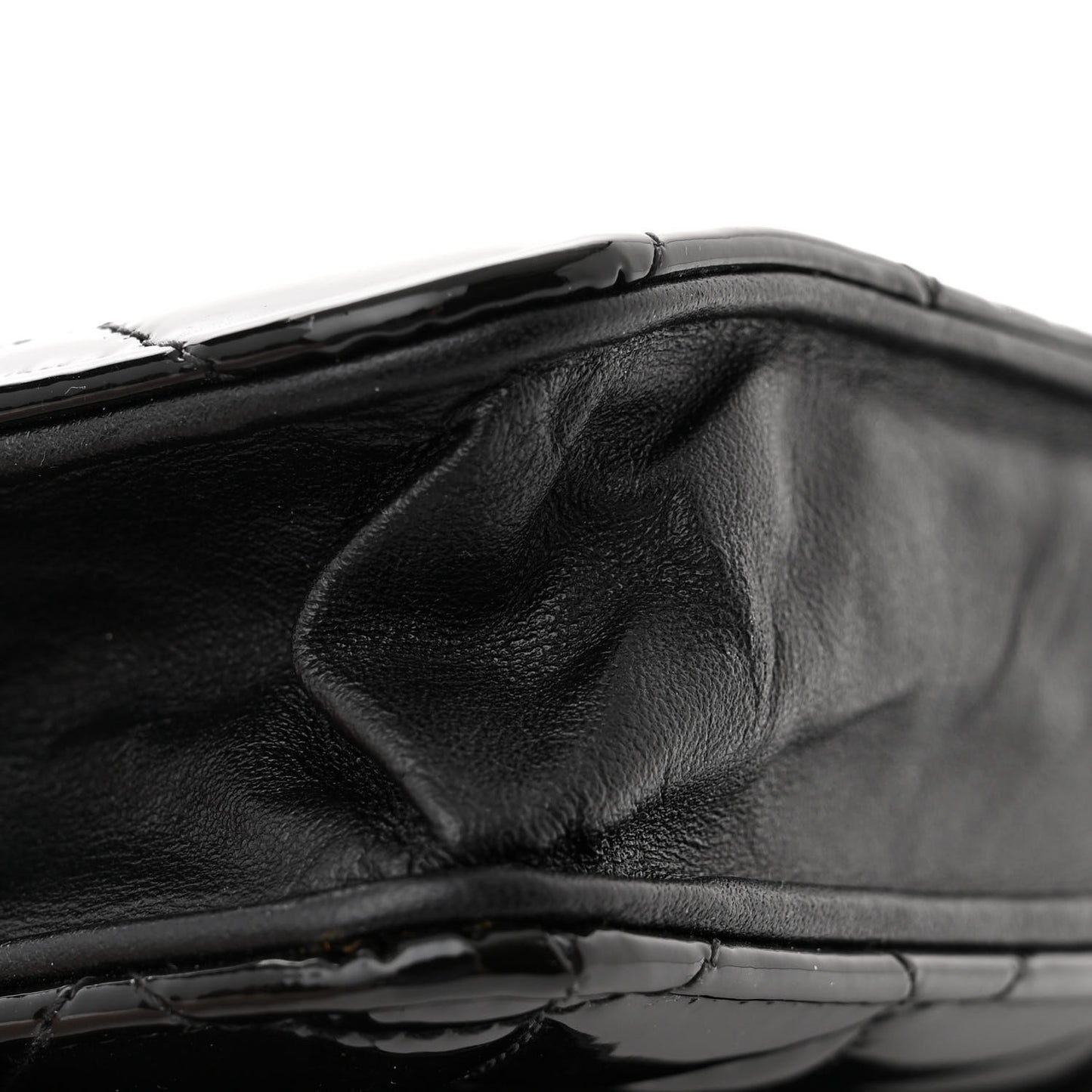 Patent Calfskin Quilted Reissue Wallet On Chain WOC Black