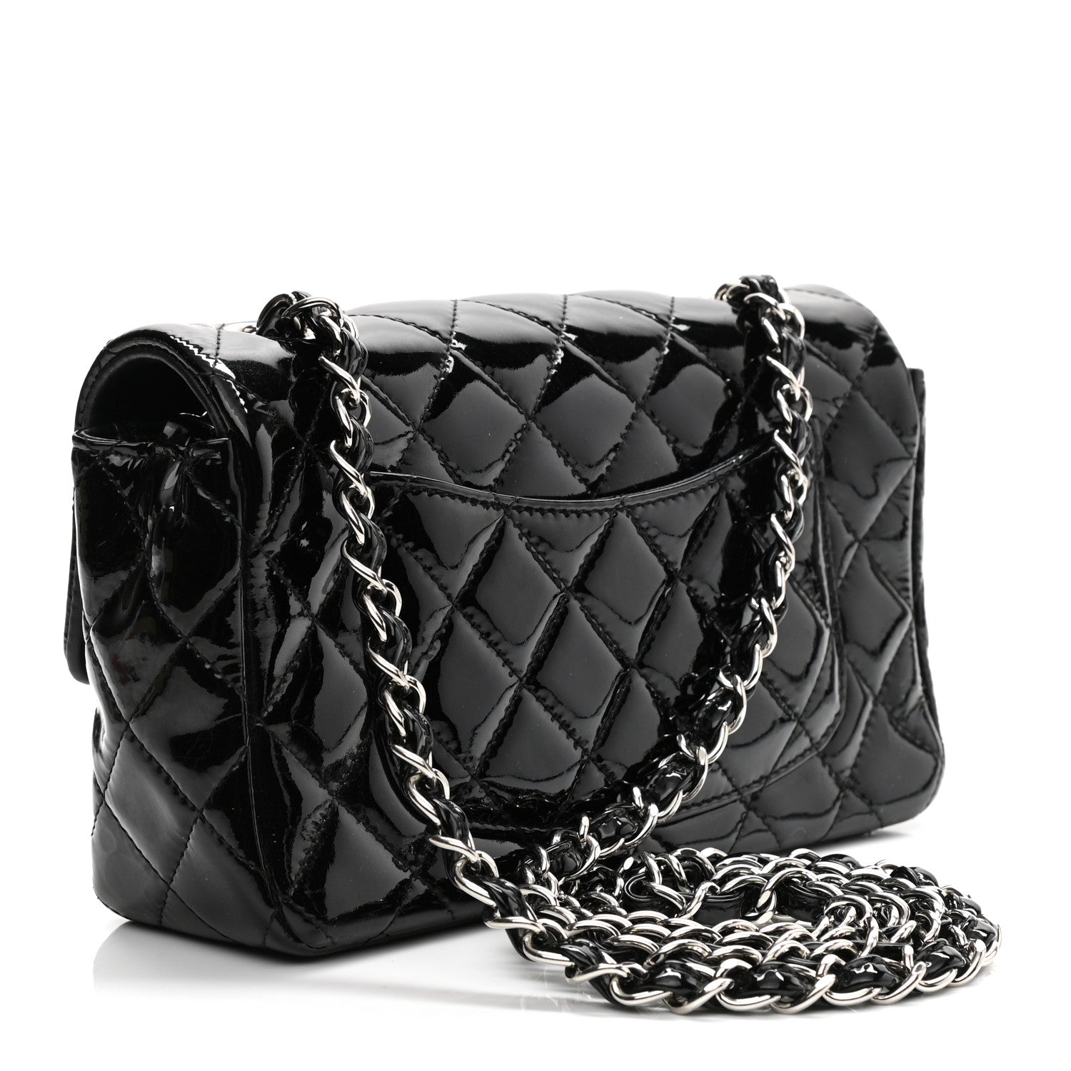 Chanel Patent Calfskin Quilted Mini Rectangular Flap Black 2 of 9