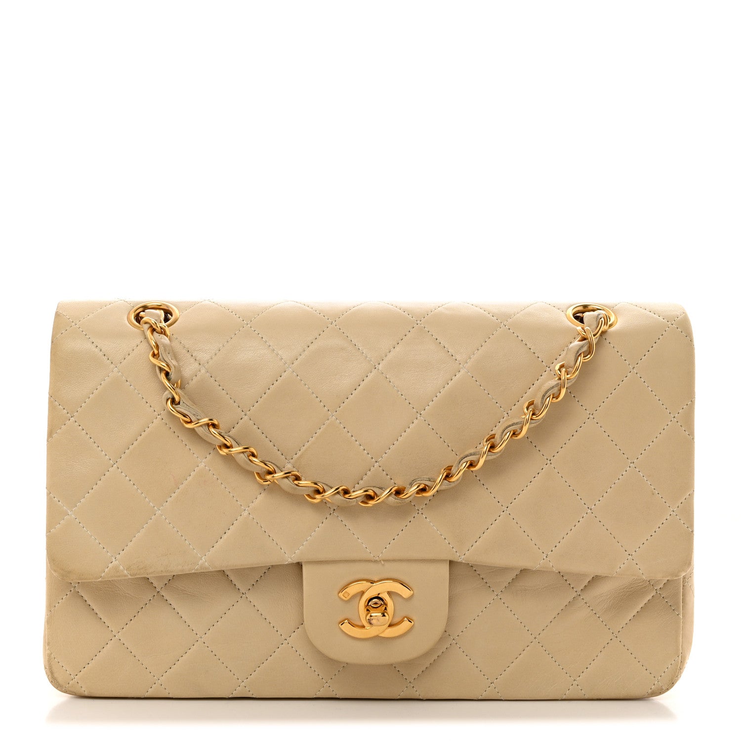 Chanel Lambskin Quilted Medium Double Flap Beige 1 of 14