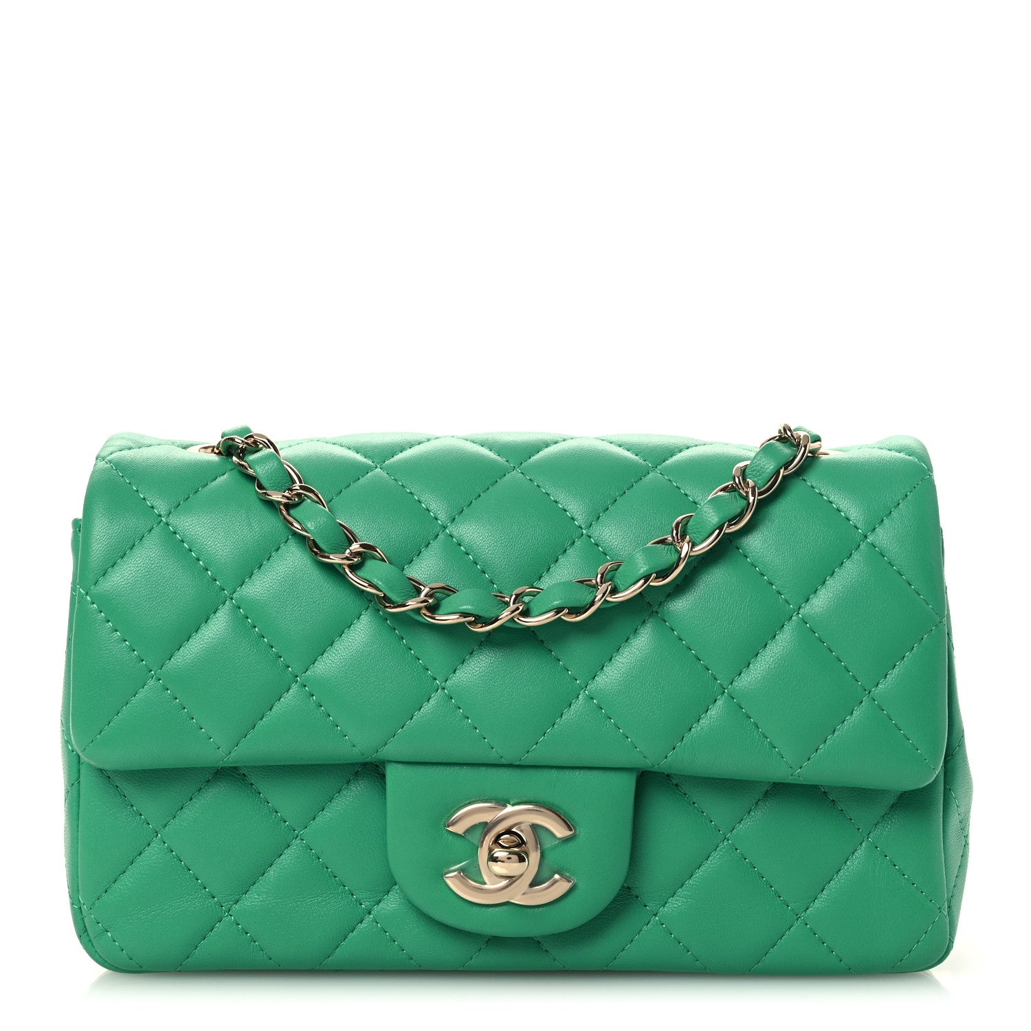 Chanel Lambskin Quilted Mini Rectangular Flap Green 1 of 12