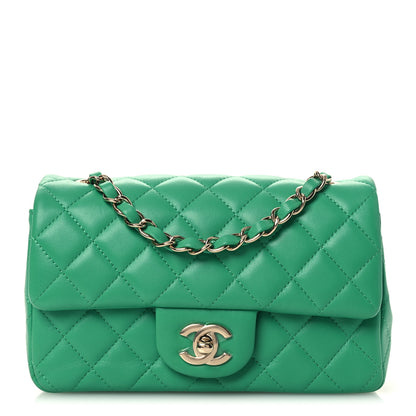 Chanel Lambskin Quilted Mini Rectangular Flap Green 1 of 12