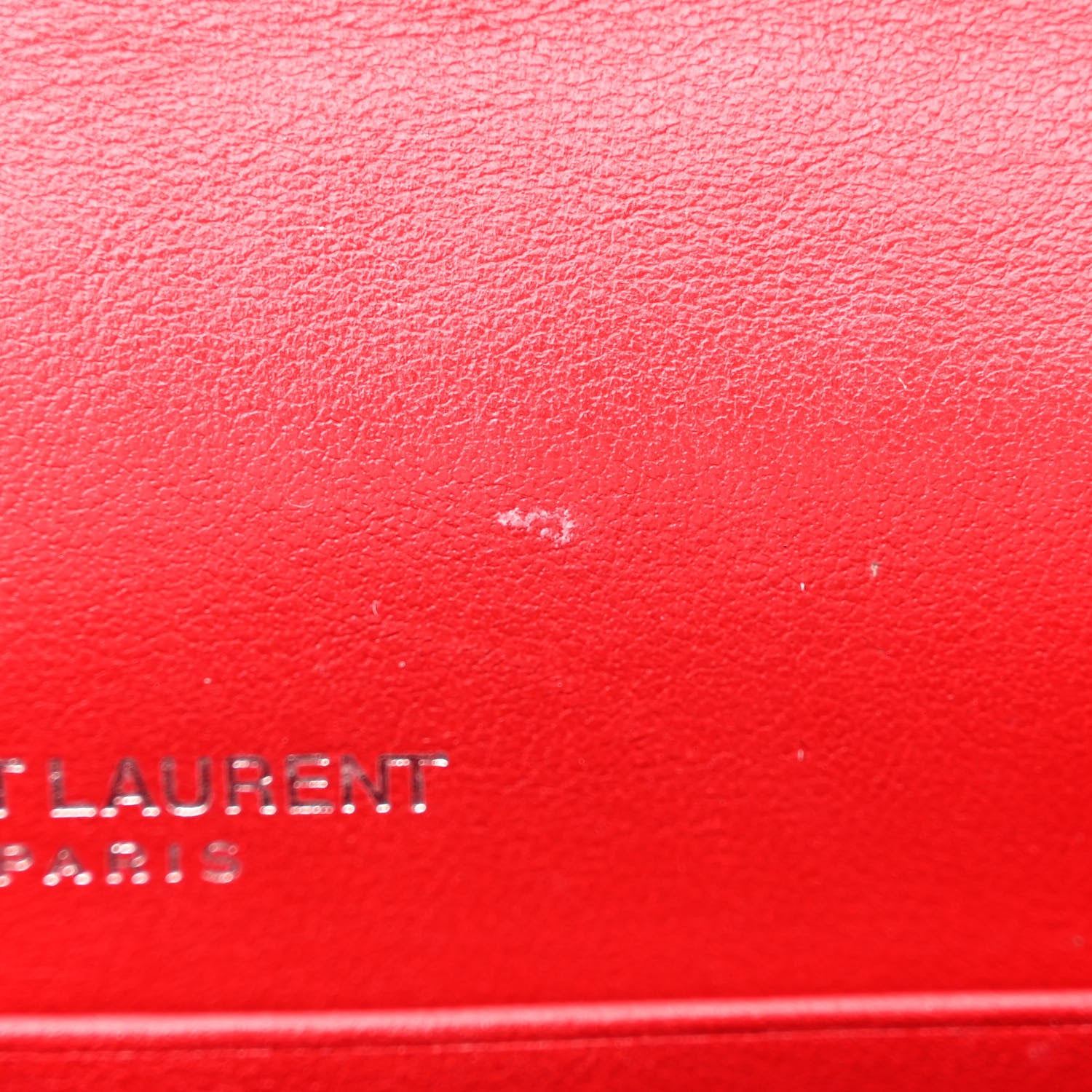 Saint Laurent Calfskin Crocodile Embossed Kate Monogram Tassel Chain Wallet Red 10 of 16