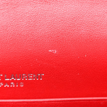 Saint Laurent Calfskin Crocodile Embossed Kate Monogram Tassel Chain Wallet Red 10 of 16