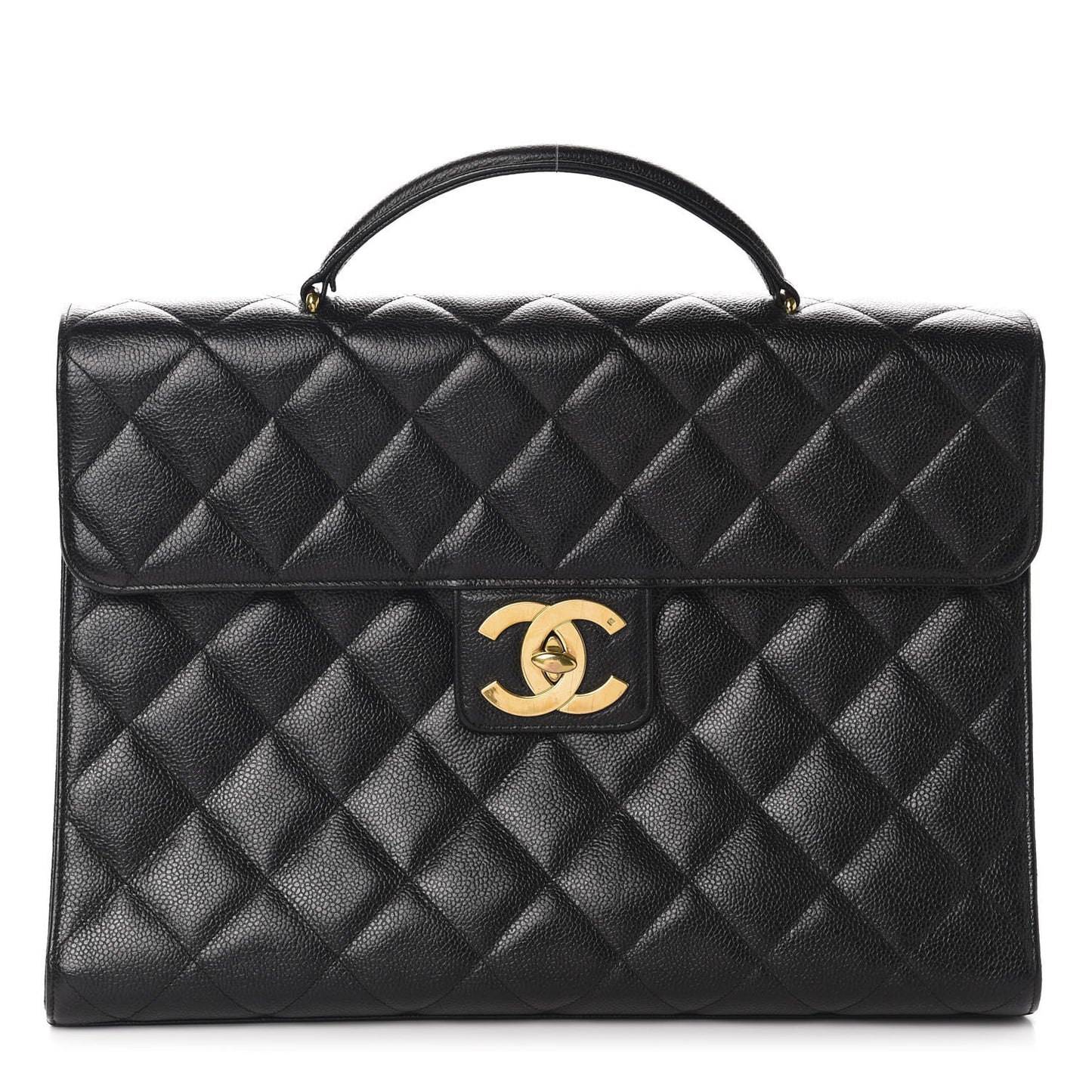 Caviar Quilted Briefcase Laptop Bag Black