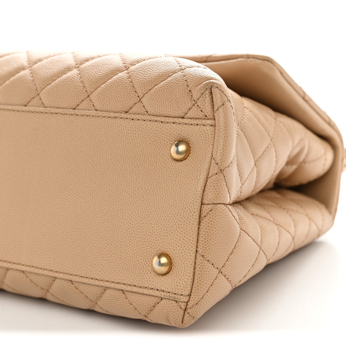 Caviar Quilted Medium Coco Handle Flap Beige