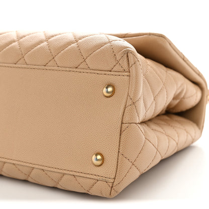 Chanel Caviar Quilted Medium Coco Handle Flap Beige 10 of 10