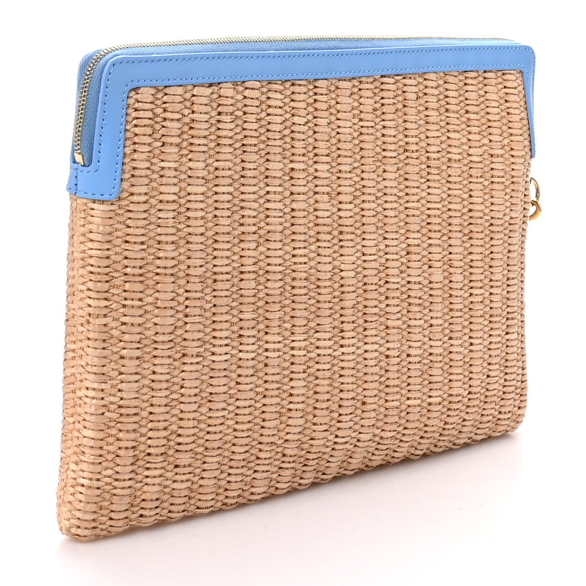 Celine Raffia Small Pouch With Strap Sky Blue 3 of 9