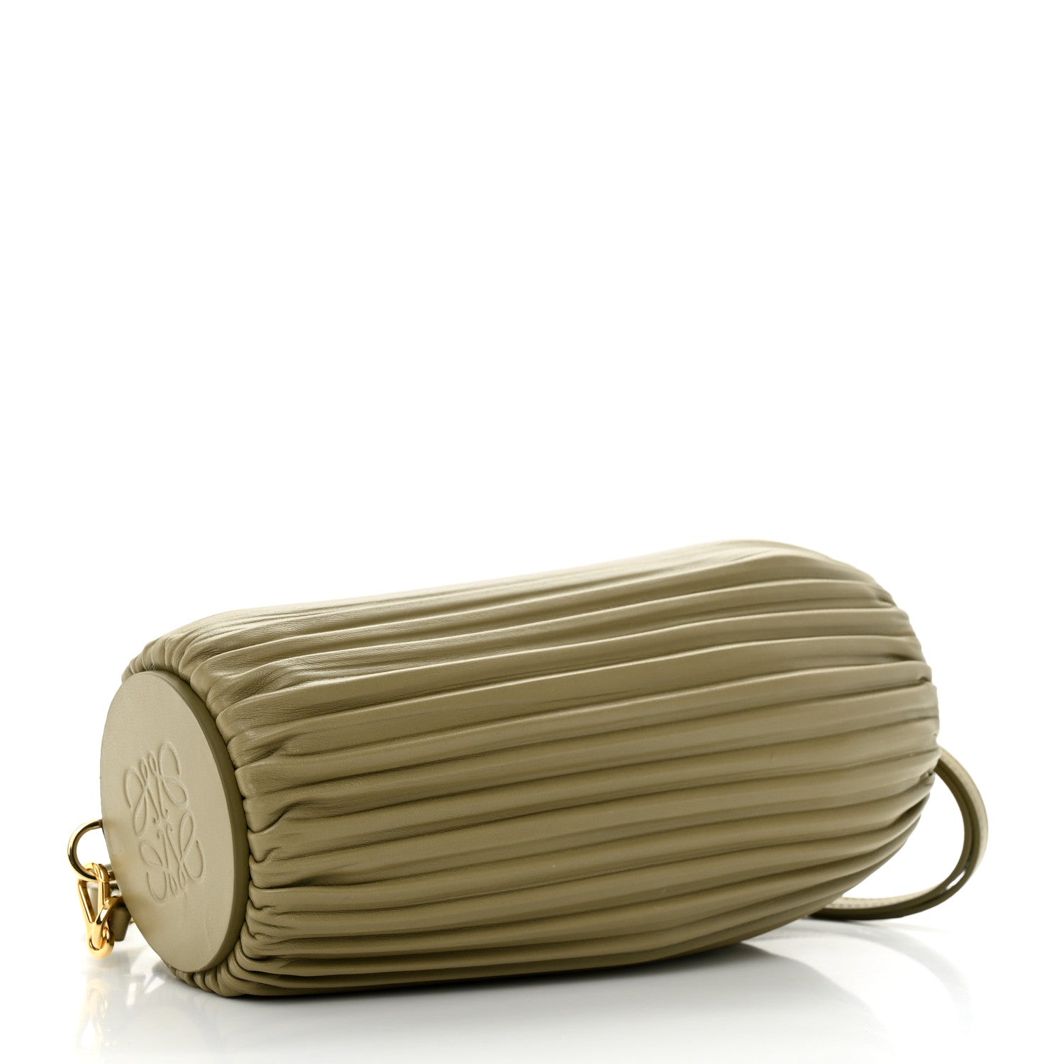 Loewe Lambskin Pleated Bracelet Pouch Shoulder Bag Clay Green 4 of 10
