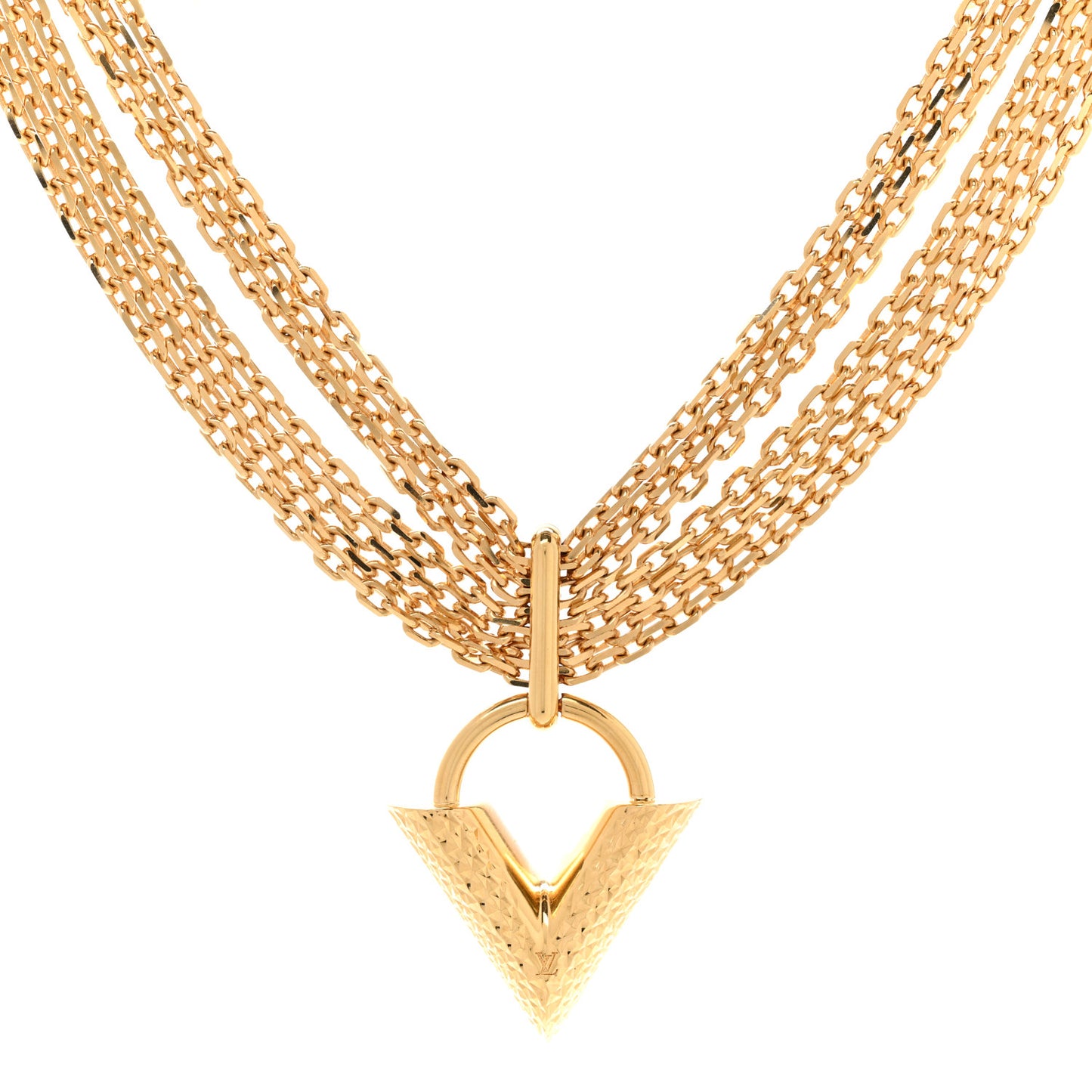 Essential V Guilloche Choker Gold