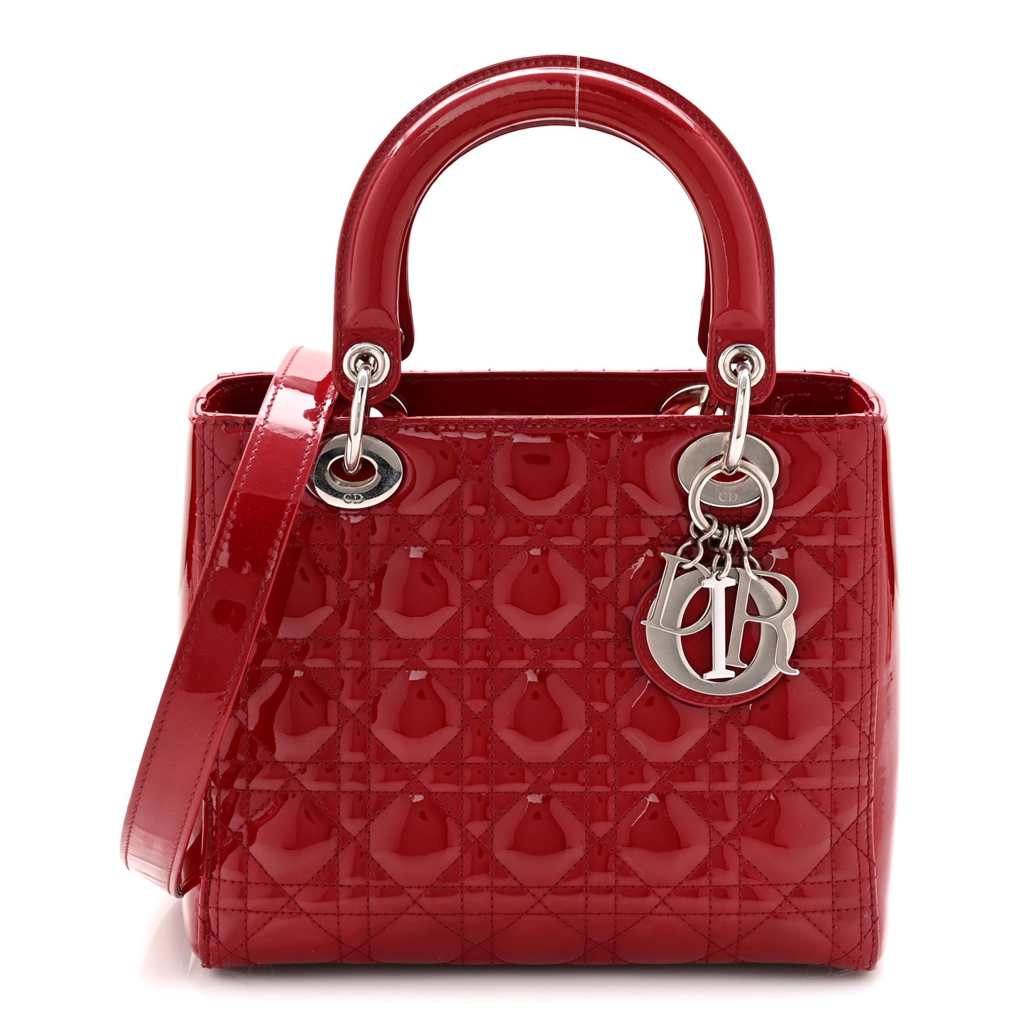Patent Cannage Medium Lady Dior Red