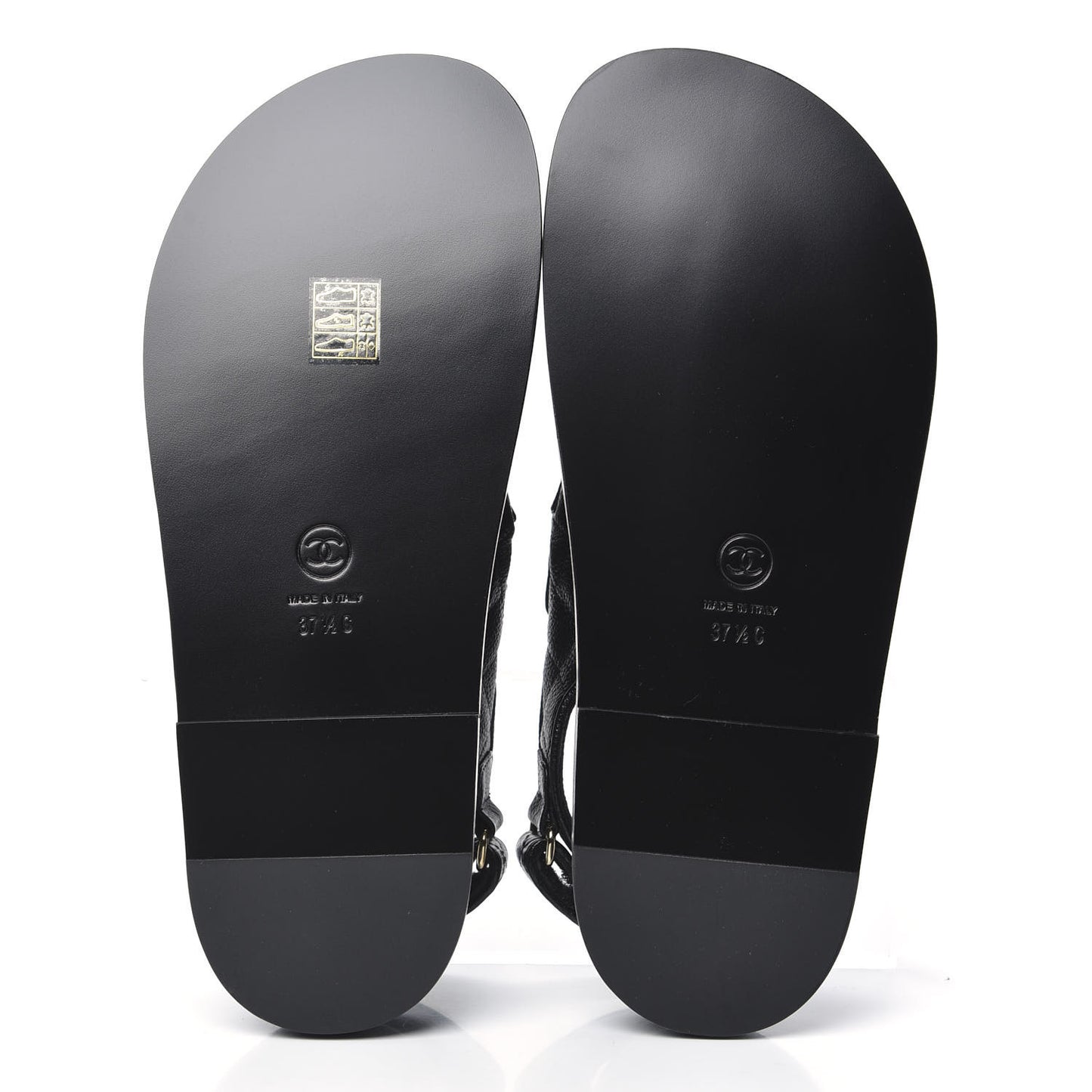 Grained Calfskin Velcro Dad Sandals 37.5 Black