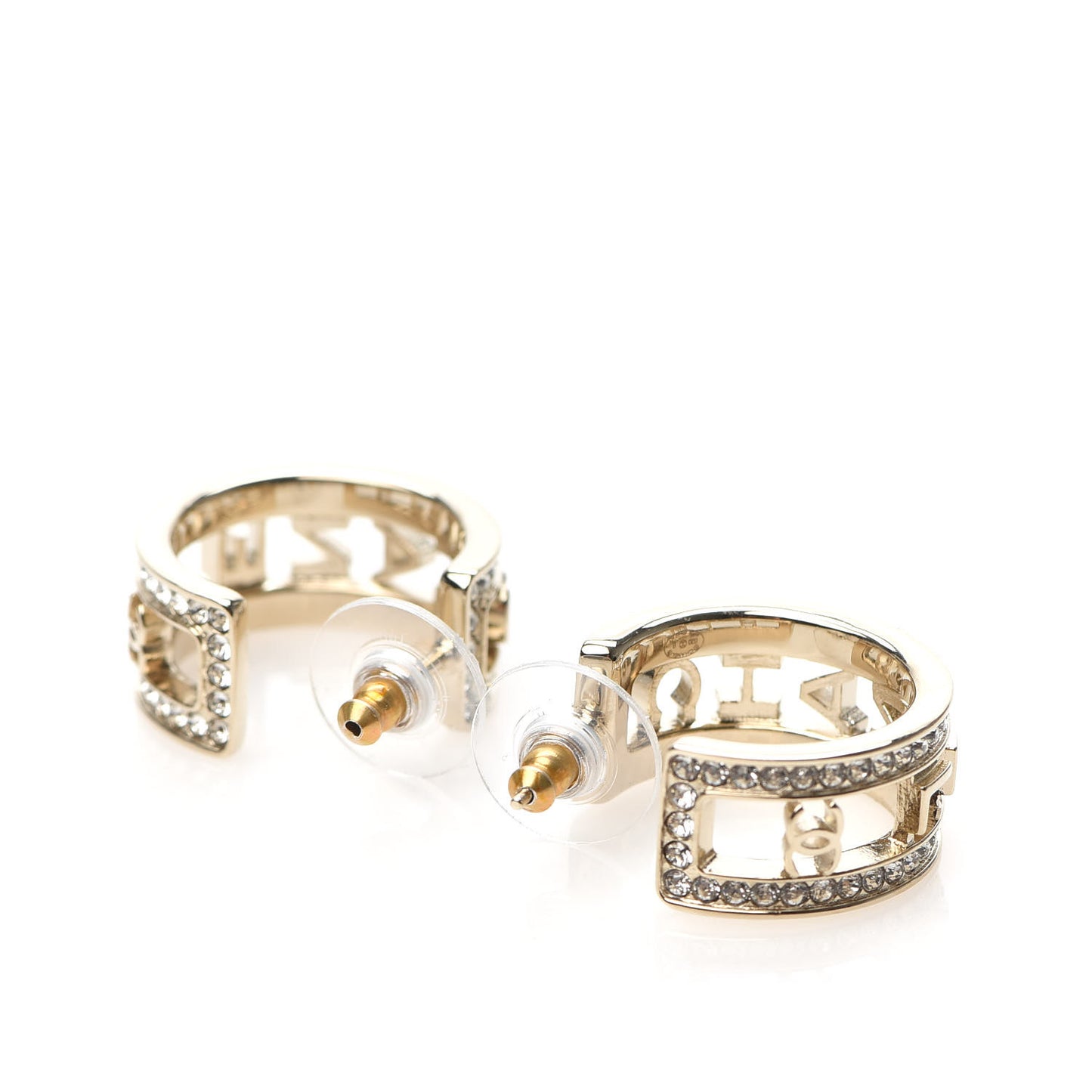 Metal Crystal Bow-tiful CC Hoop Earrings Gold