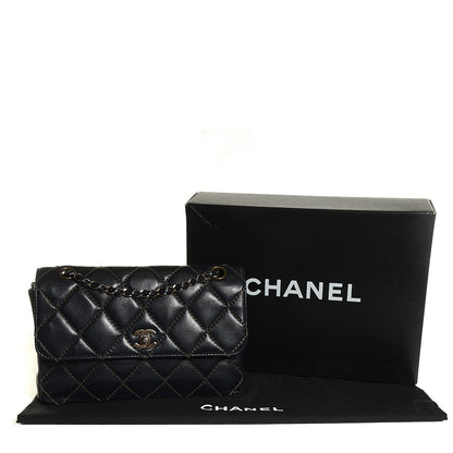 Chanel Calfskin Quilted Contrast Stitch Medium Flap Black 5 of 9