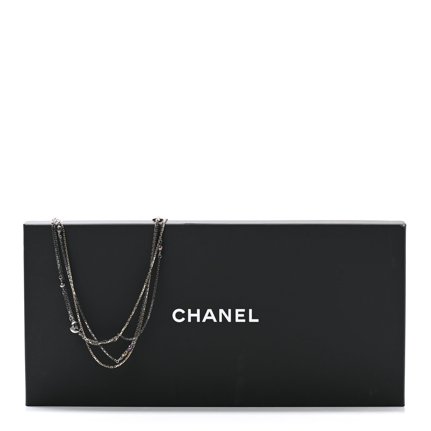 Chanel Glass Pearl Strass CC Long Necklace Gold Silver 7 of 7