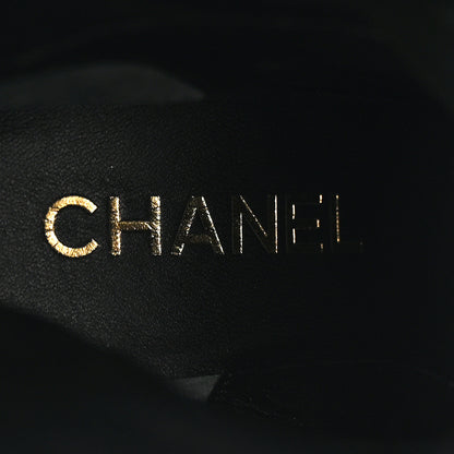 Chanel Wool Tweed Calfskin Cap Toe High Boots 39.5 Light Pink Black 8 of 11