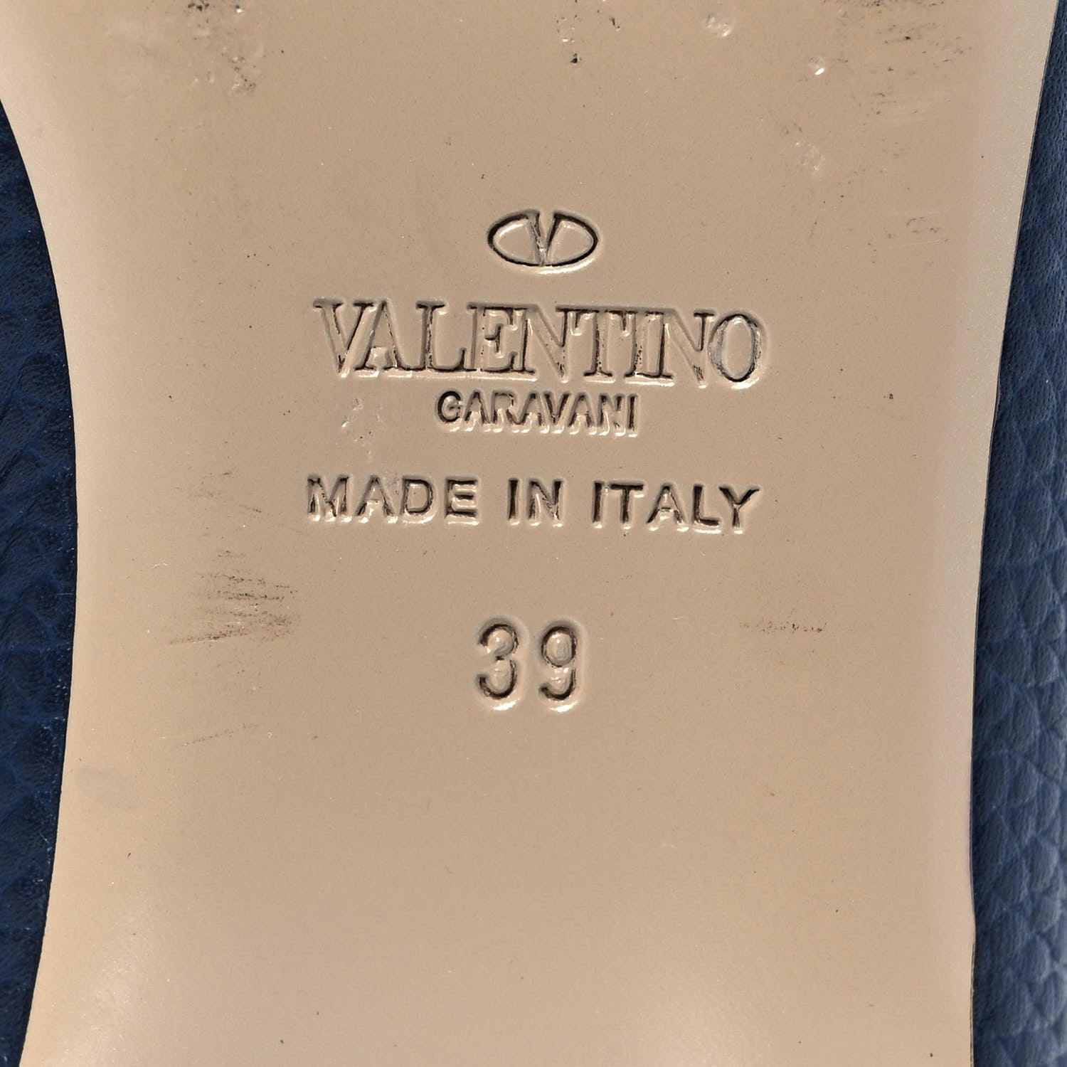 Valentino Garavani Pebbled Calfskin Rockstud Cage Ballerina Flats 39 Dark Blue 6 of 8