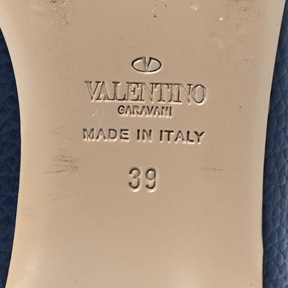 Valentino Garavani Pebbled Calfskin Rockstud Cage Ballerina Flats 39 Dark Blue 6 of 8