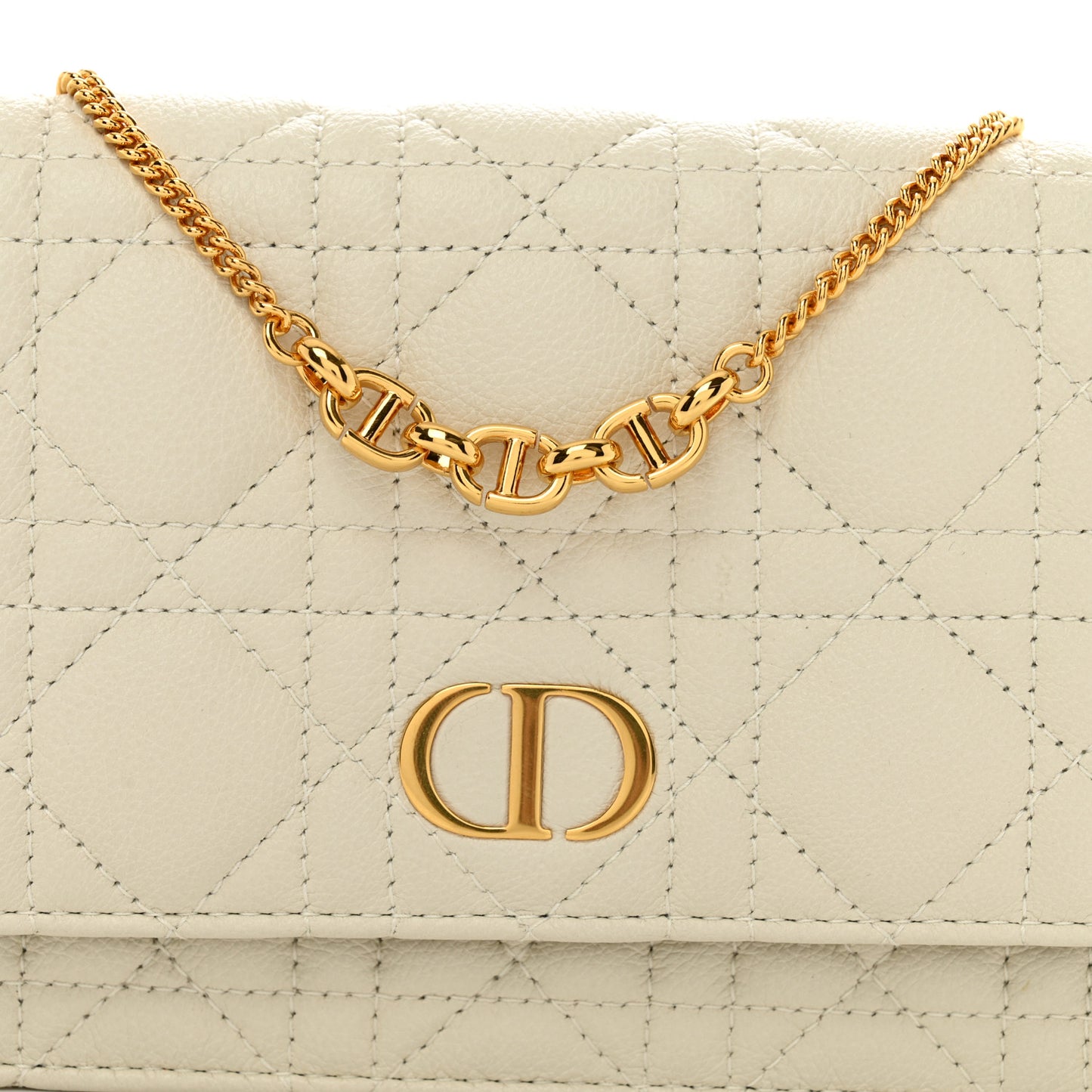 Supple Calfskin Caro Pouch with Chain Latte
