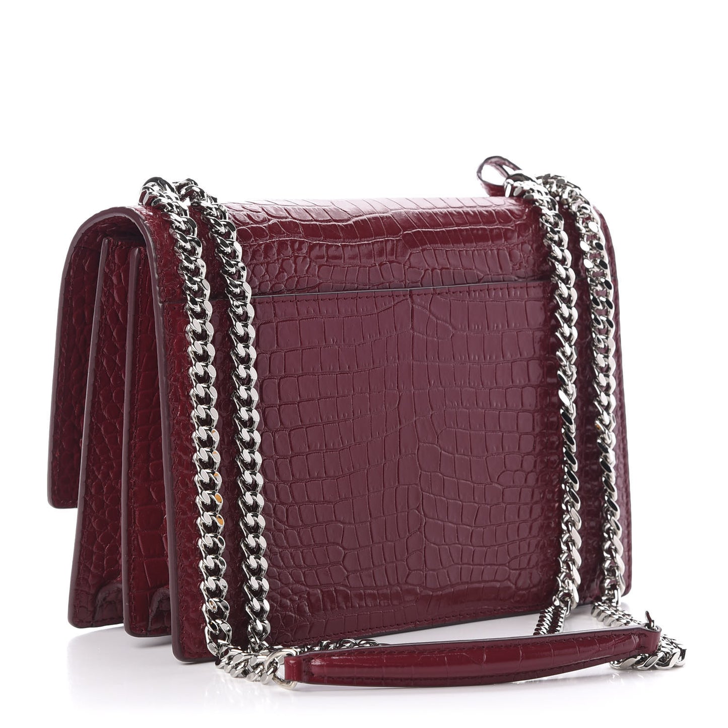 Calfskin Crocodile Embossed Medium Monogram Sunset Palissandre