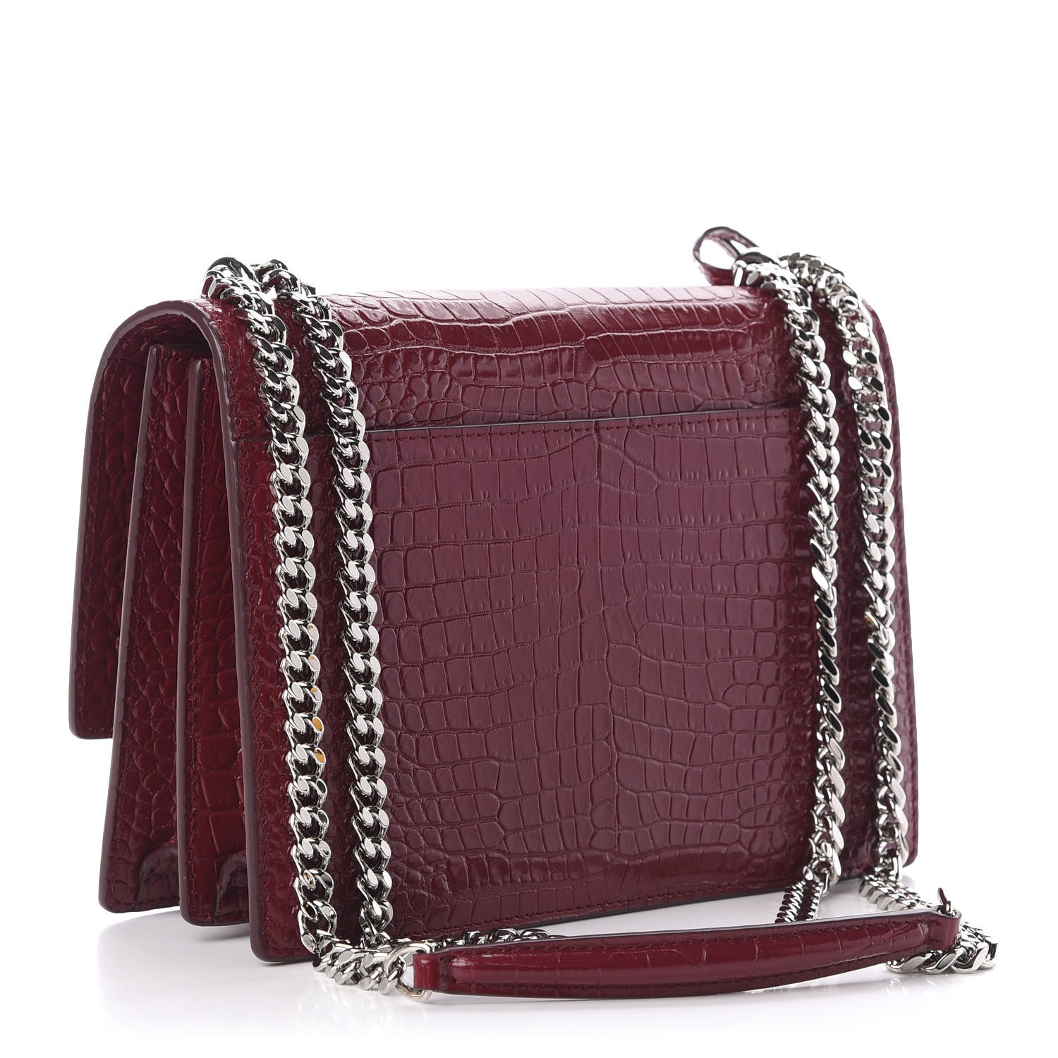 Saint Laurent Calfskin Crocodile Embossed Medium Monogram Sunset Palissandre 3 of 10