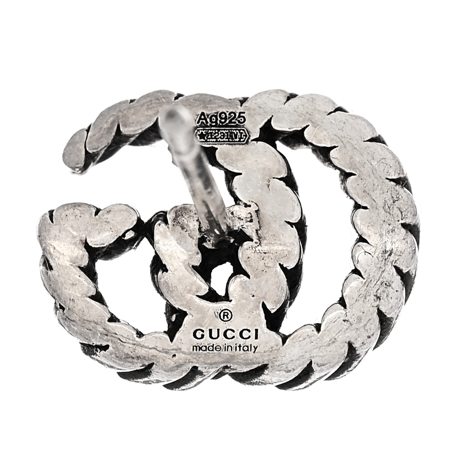 Gucci Sterling Silver Torchon Double G Earrings 4 of 4