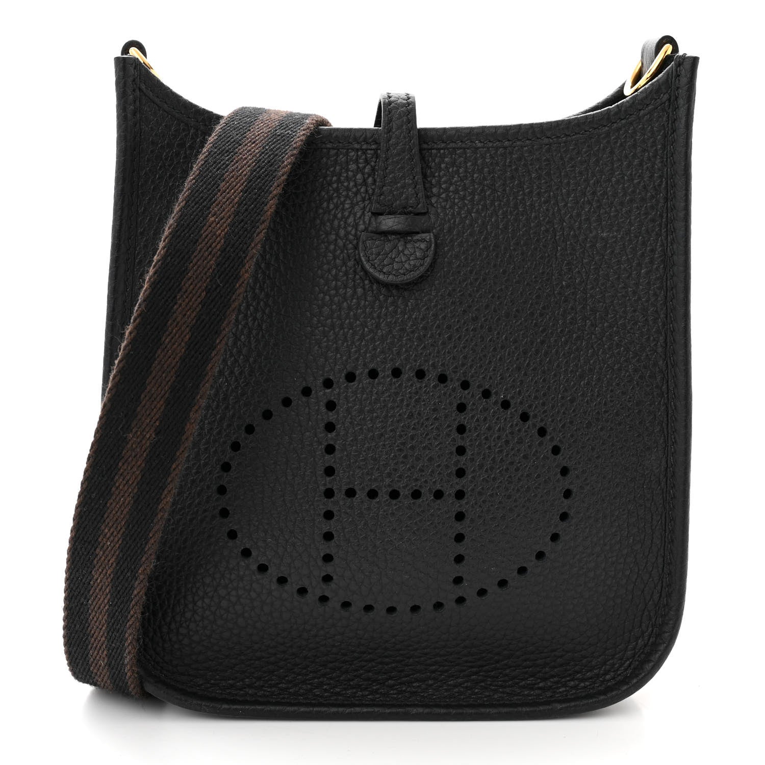 Hermes Taurillon Clemence Amazone Evelyne TPM Black Chocolate 1 of 10