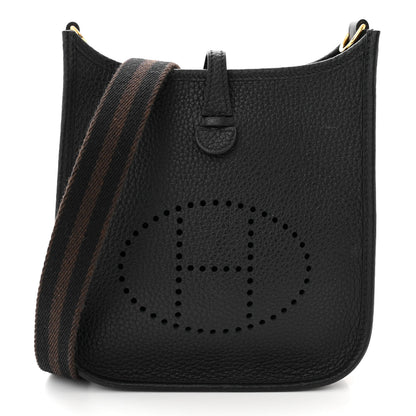 Hermes Taurillon Clemence Amazone Evelyne TPM Black Chocolate 1 of 10