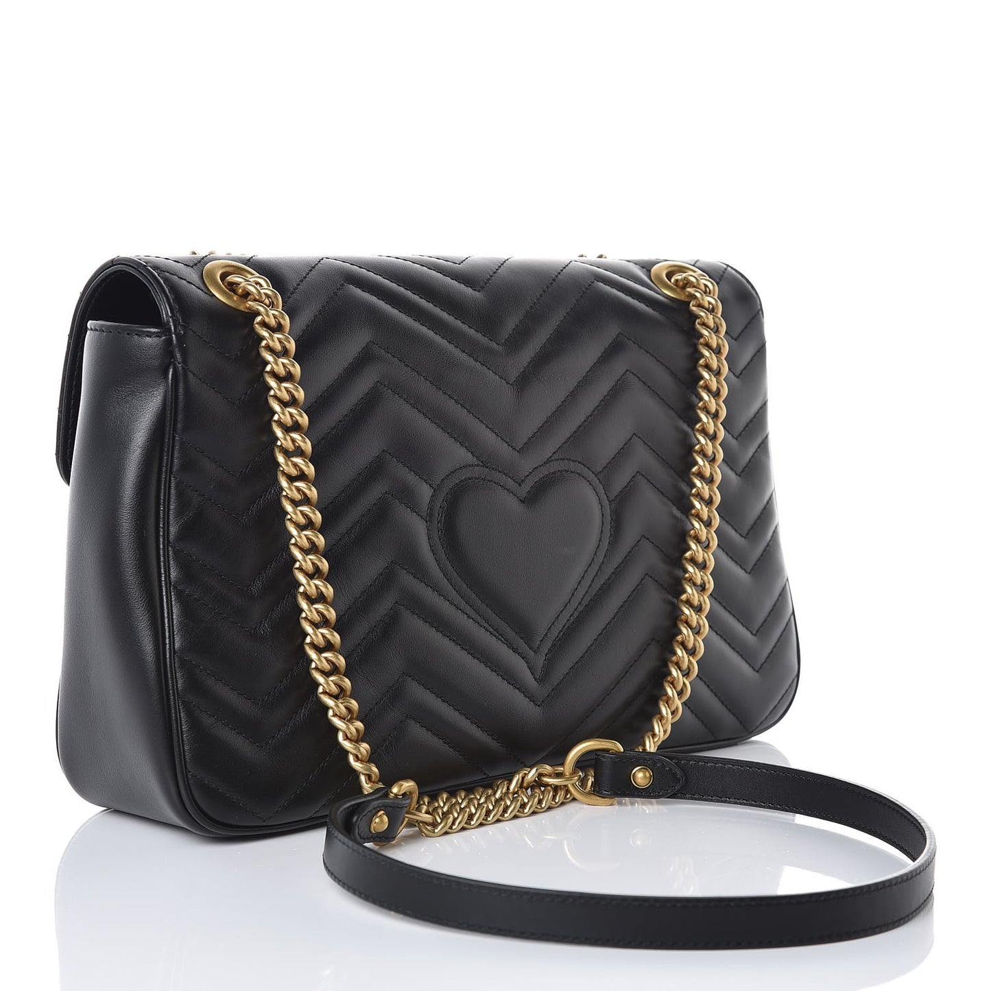 Calfskin Matelasse Medium GG Marmont Shoulder Bag Black
