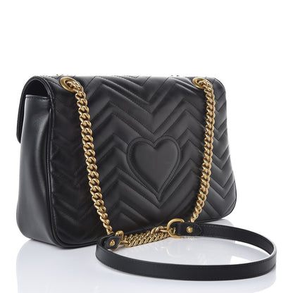 Gucci Calfskin Matelasse Medium GG Marmont Shoulder Bag Black 3 of 7