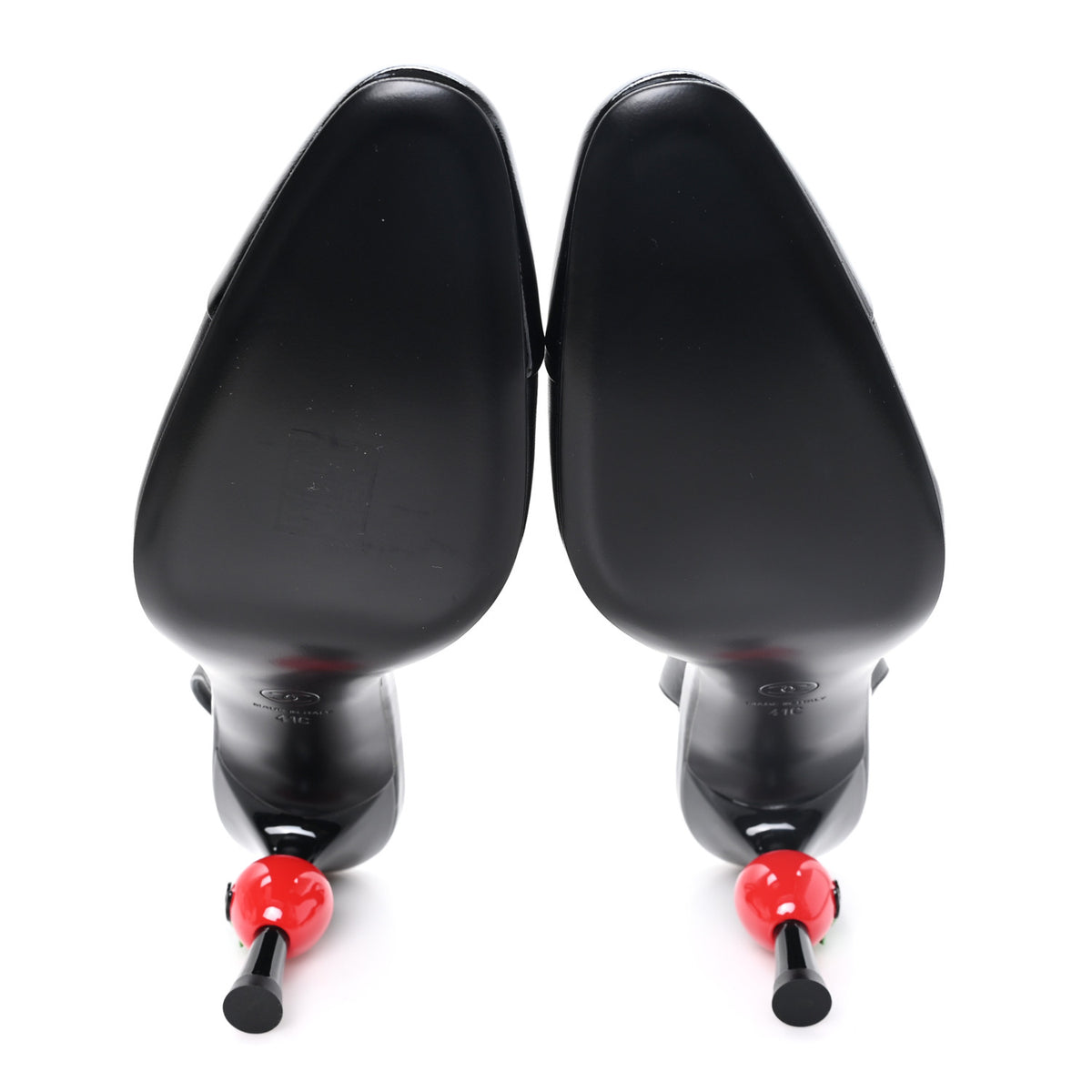 Chanel Lambskin Patent Cap Toe CC Apple Slingback Pumps 41 Black 6 of 9