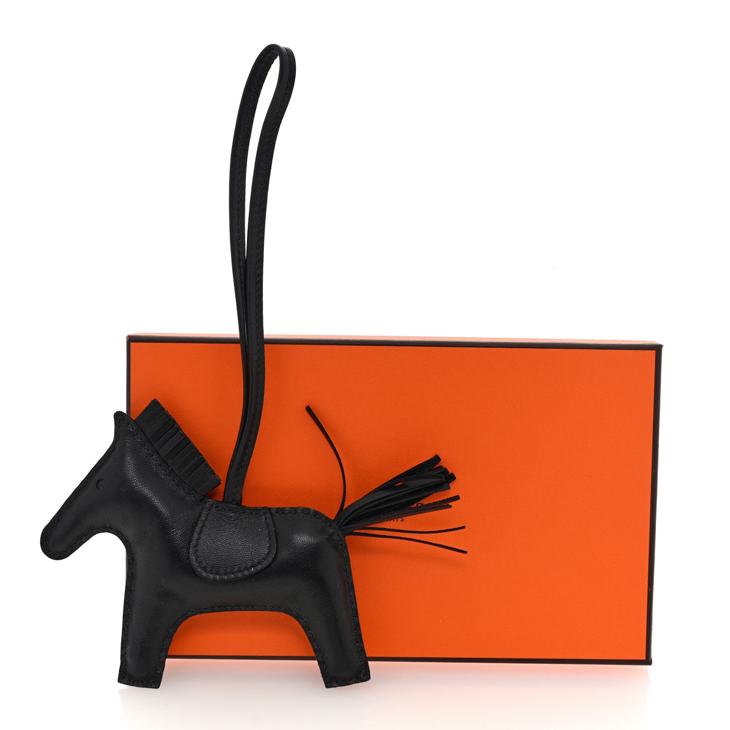 Hermes Milo Lambskin Grigri Rodeo Horse Bag Charm MM So Black 4 of 4