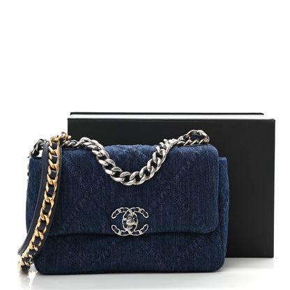 Chanel Denim Quilted Medium Chanel 19 Flap Blue 10 of 10
