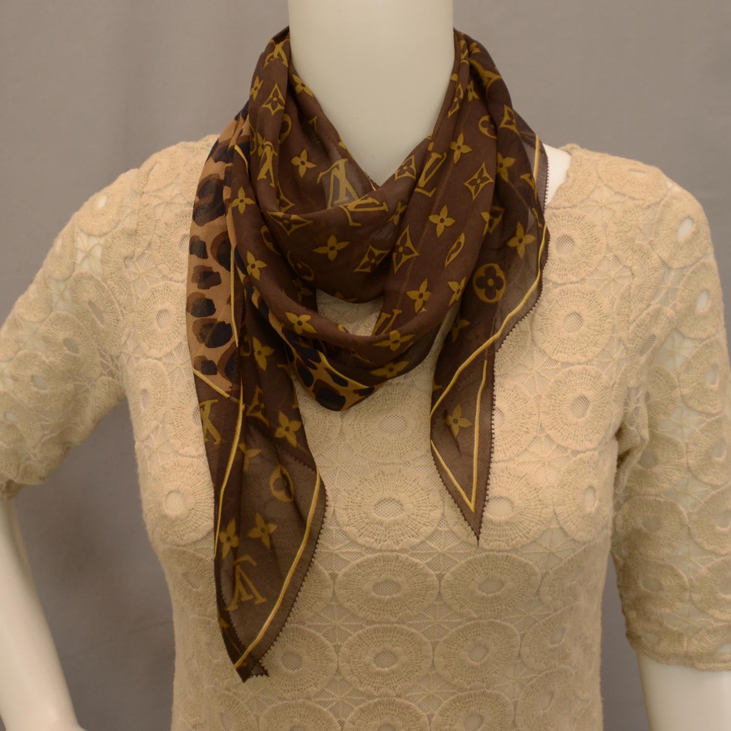 Louis Vuitton Monogram Leopard Silk Scarf 2 of 5