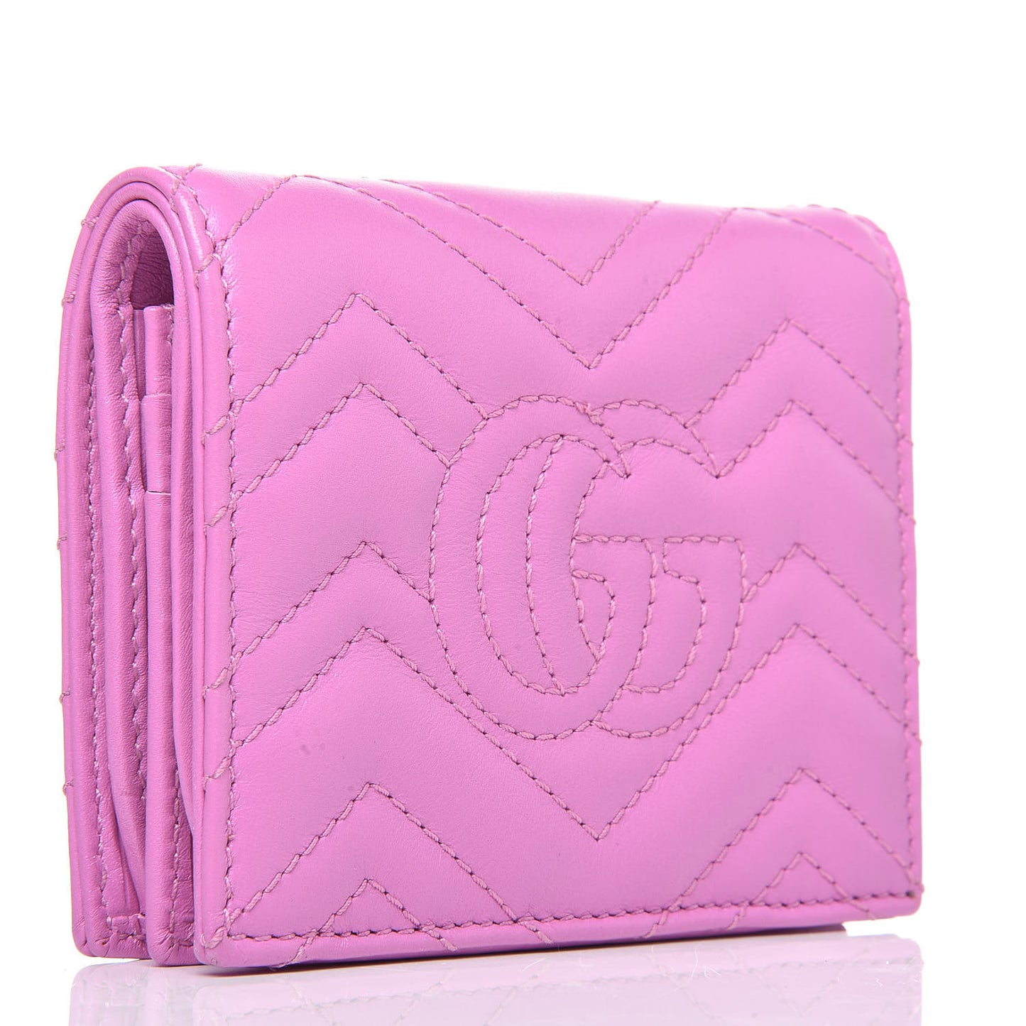 Calfskin Matelasse GG Marmont Card Case Candy Mousse