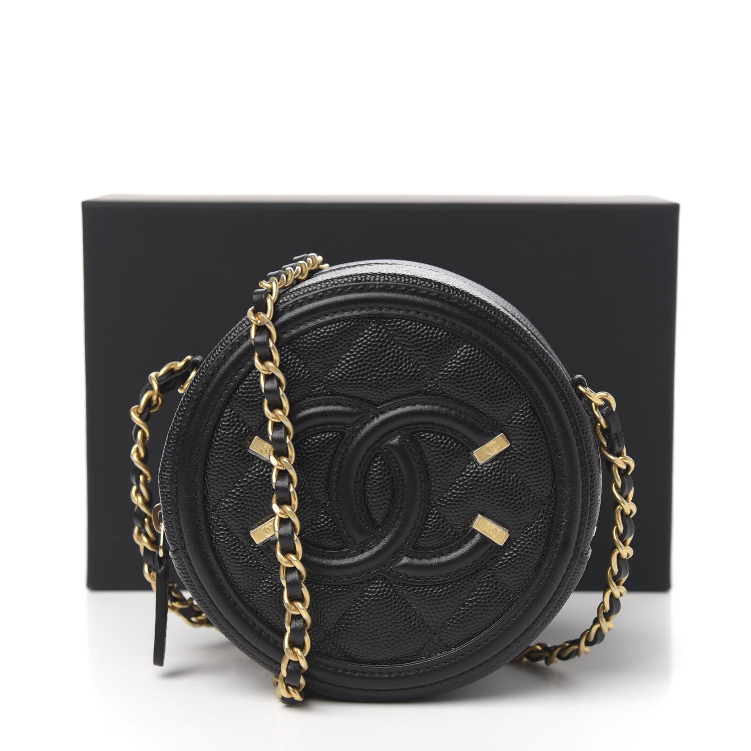 Chanel Caviar Quilted Round Filigree Crossbody Black 9 of 9