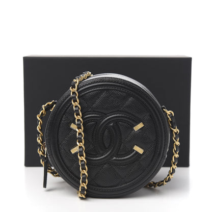 Chanel Caviar Quilted Round Filigree Crossbody Black 9 of 9