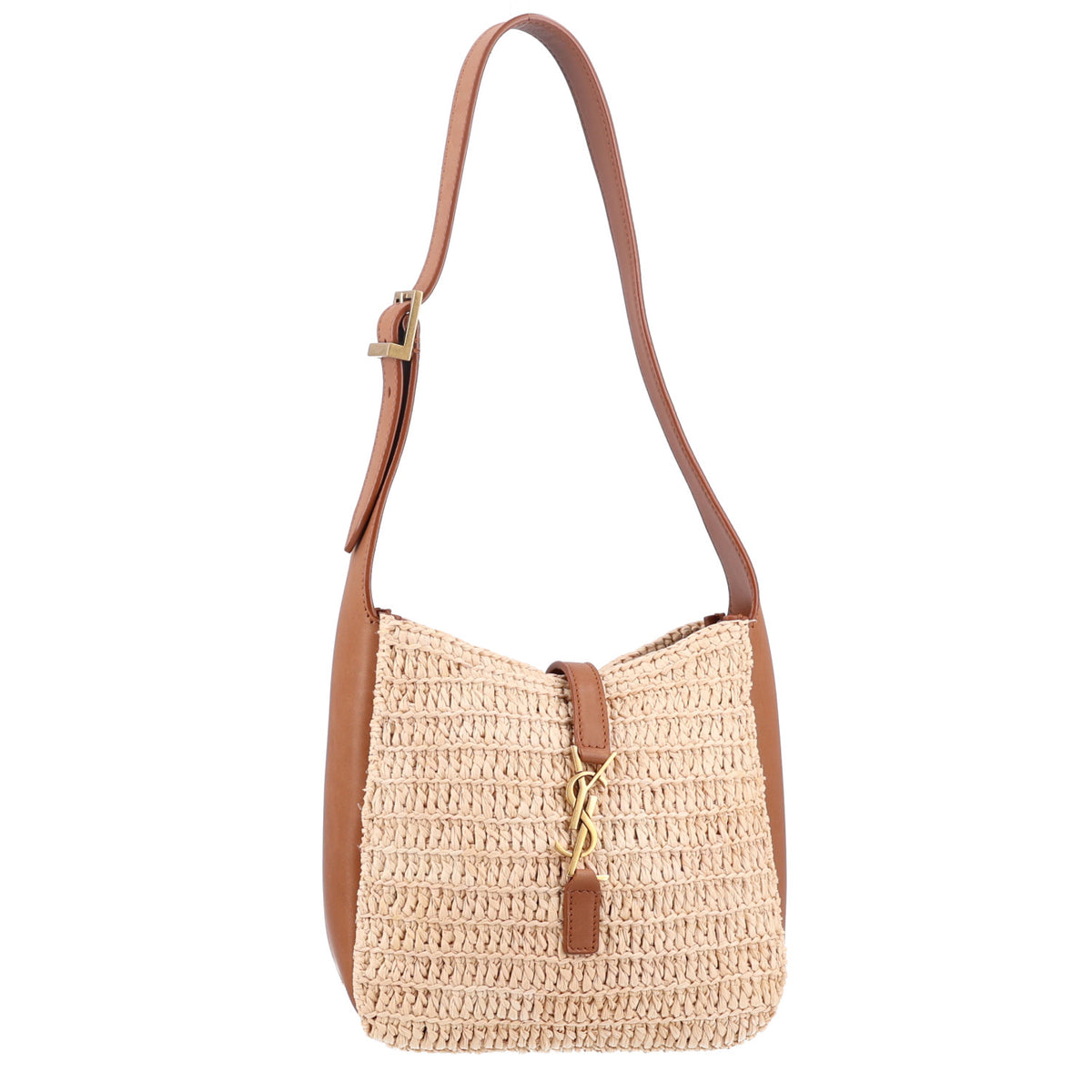 Raffia Calfskin Le 5 A 7 Baby Hobo Natural Brick