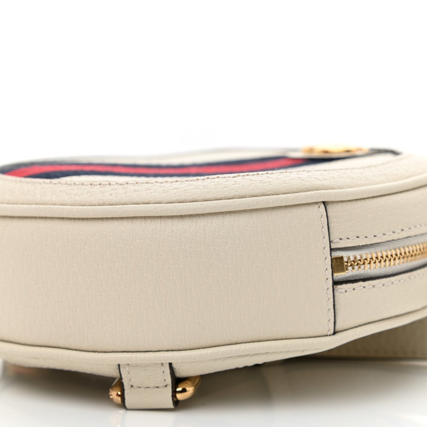 Textured Calfskin Web Mini Ophidia Round Backpack Mystic White