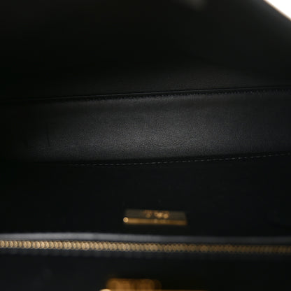 Fendi Vitello Tahiti Burro Medium Peekaboo Iconic Essentially Satchel Tortora Black 5 of 10