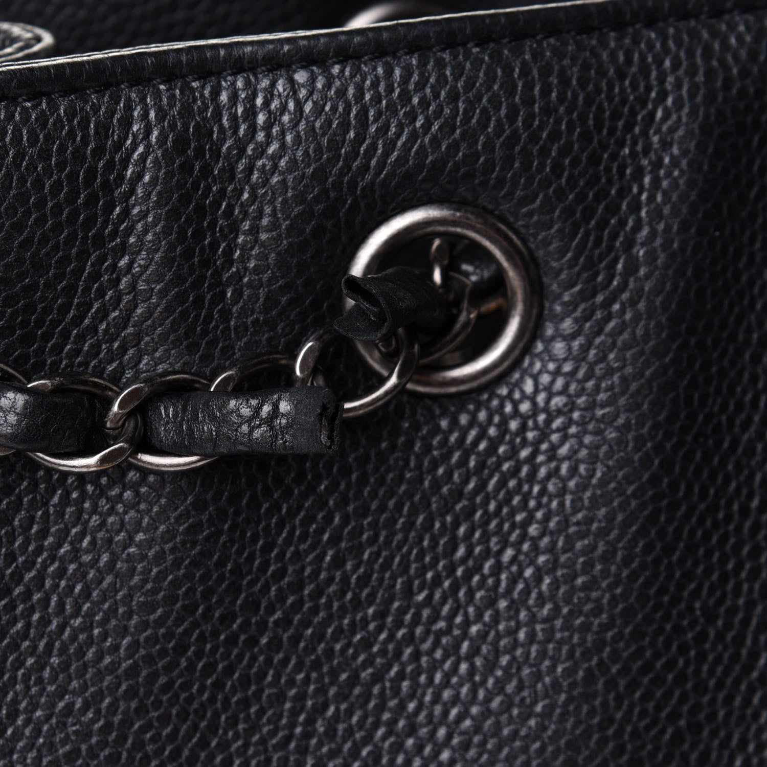 Chanel Metallic Grained Calfskin Medium Woven Chain Shopping Tote Black 10 of 10