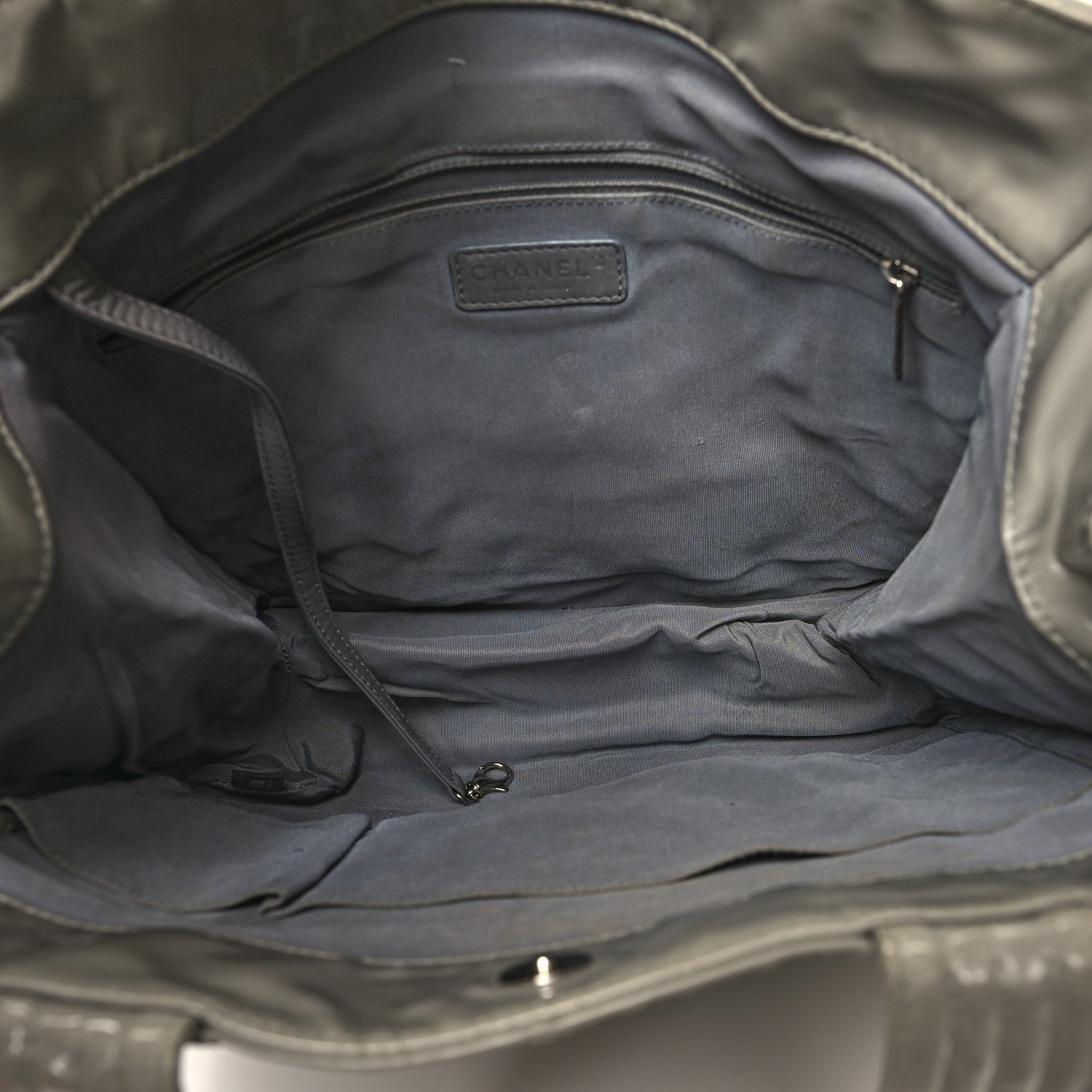 Chanel Patent Quilted Expandable CC Shoping Tote Grey 4 of 13